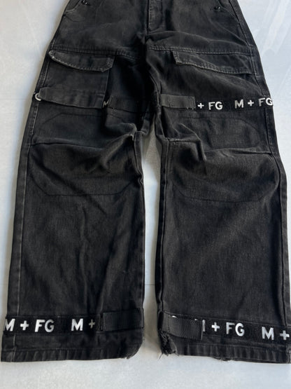 Marithe + Francois Girbaud Black Wide Denim Jeans Size 40