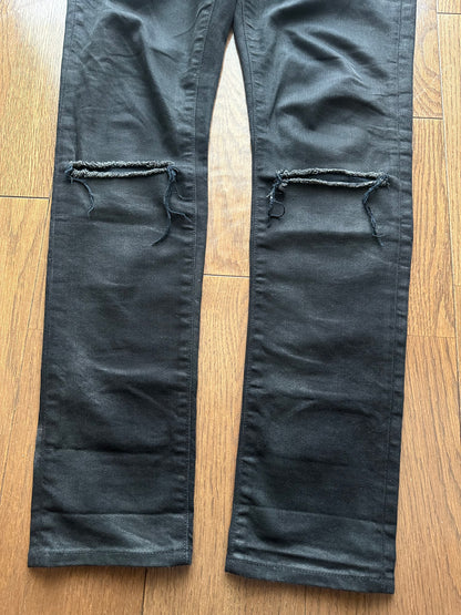 Vintage Saint Laurent Style Black Knee Crush Skinny Jeans