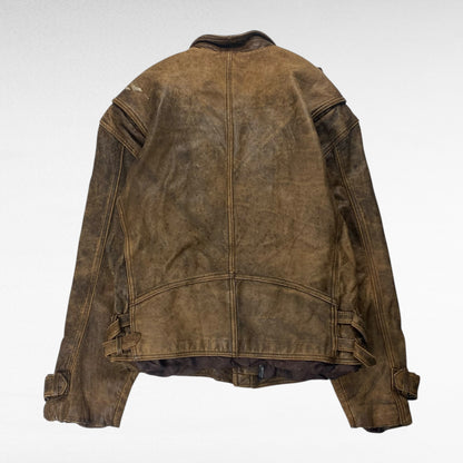 ROUNDTREE 90s Leather Jacket Brown Size M