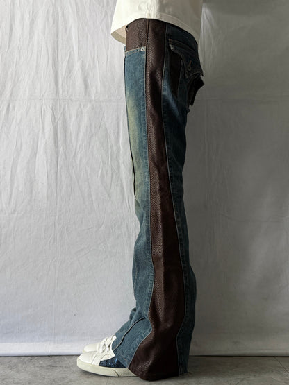 MORGAN Western Python Flared Denim Size M