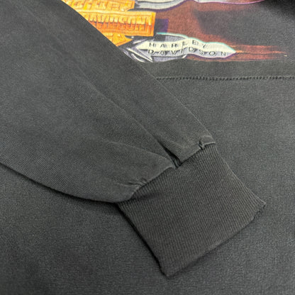 HARLEY DAVIDSON 90s HAL'S Flames Sleeve T-Shirt Size L