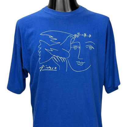 PICASSO 80s 90s Blue Figure & Dove Art T-Shirt Size L