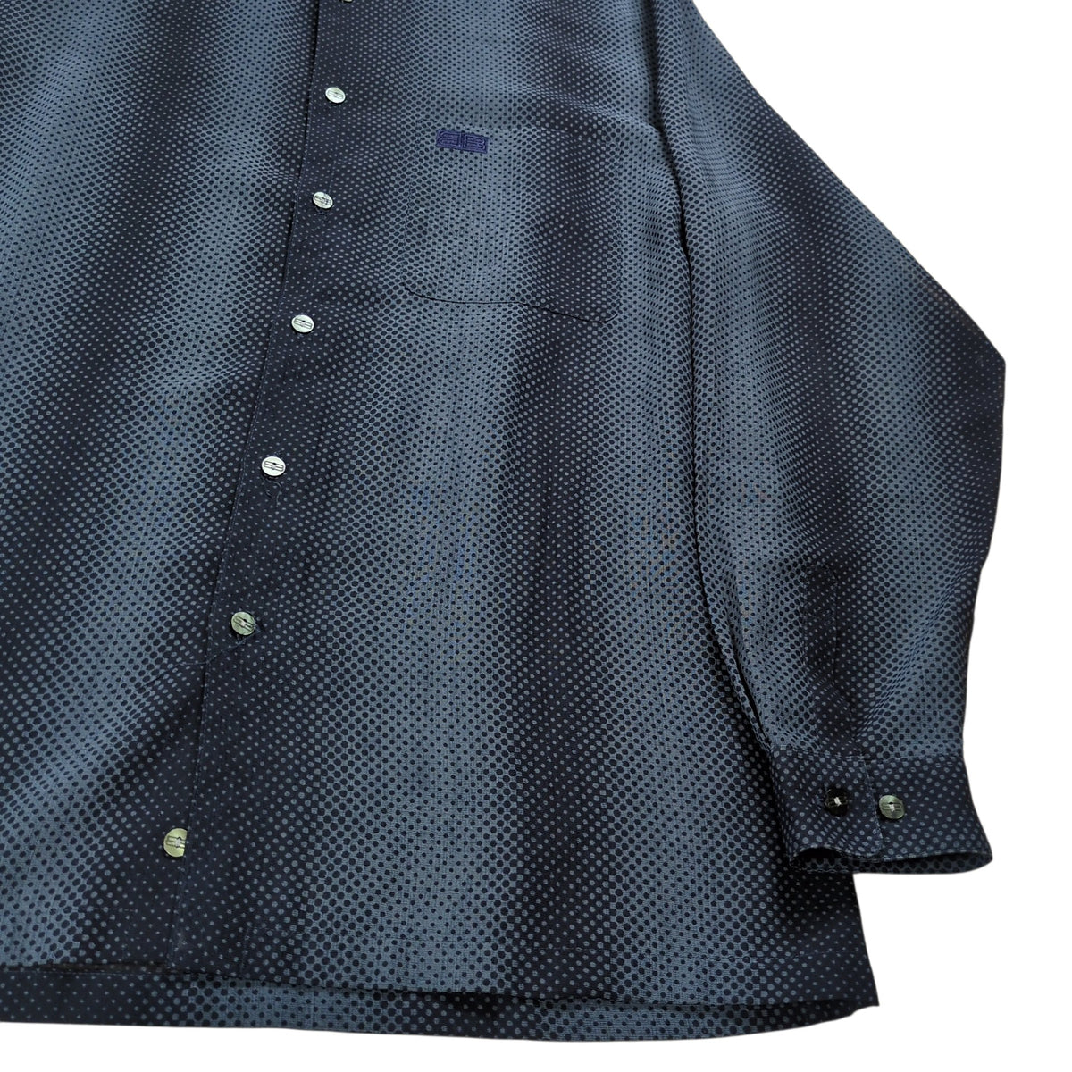 BALENCIAGA 90s BB Logo Oversized Button Shirt Navy Size L