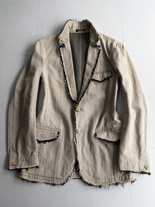TORNADO MART Raw Edge Distressed Jacket Size L