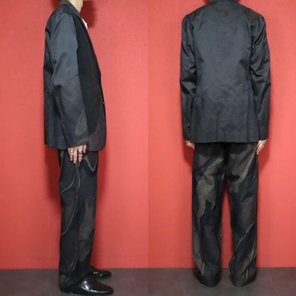 Issey Miyake Marbled Allover Curved Stitch Wide Size 2