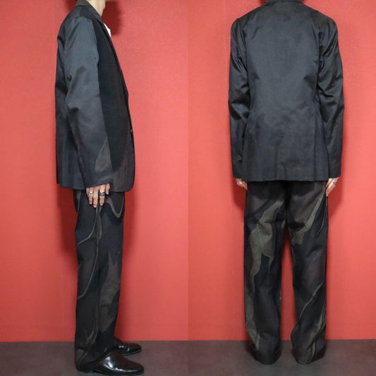 Issey Miyake Marbled Allover Curved Stitch Wide Size 2