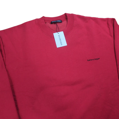 Balenciaga Red Cotton Mini Logo Printed Sweatshirt Size S
