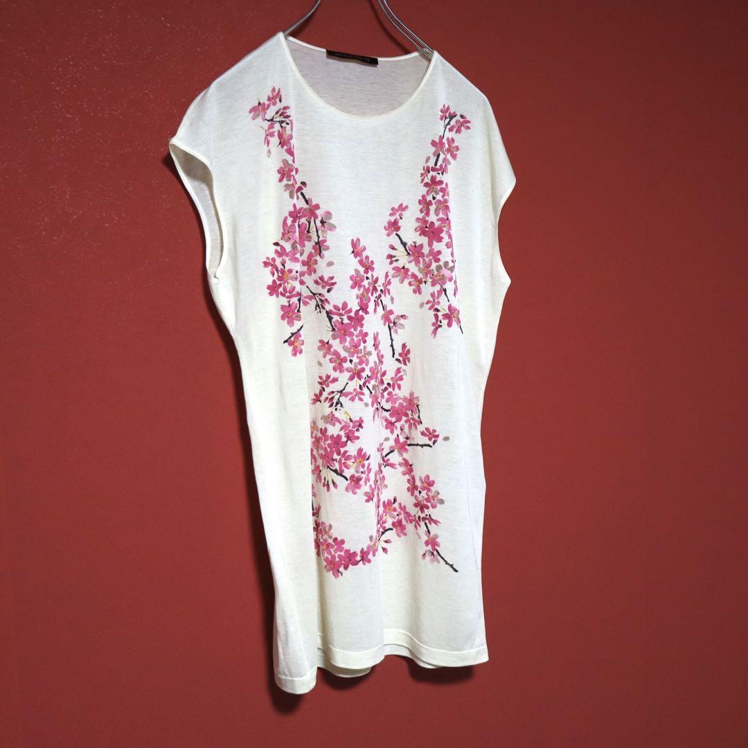 Balenciaga Rare Vintage Cherry Blossom Sheer Long Sleeve Size L