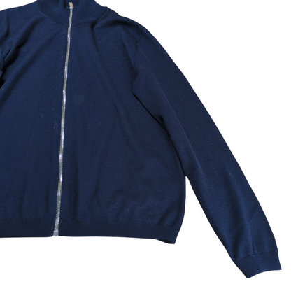 Prada Navy Virgin Wool Zip Up Drivers Knit Size 48