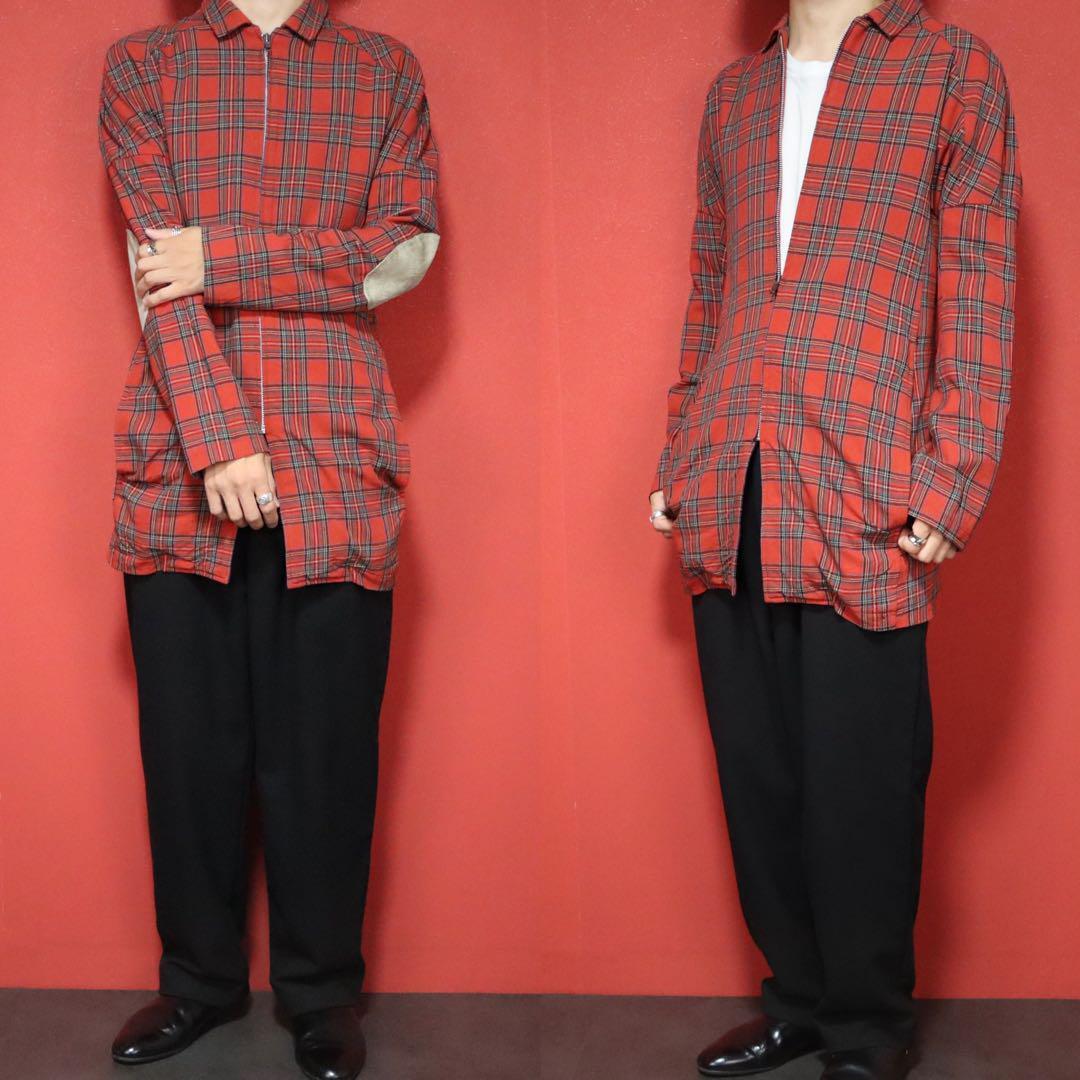 Yohji Yamamoto Red 90s Tartan Check Patch Coat Size FREE