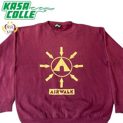 AIRWALK 90s Wine Red Fleece Lined Sweatshirt Size L