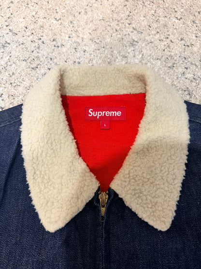 Supreme Shearling Collar Denim Bomber Jacket Size L