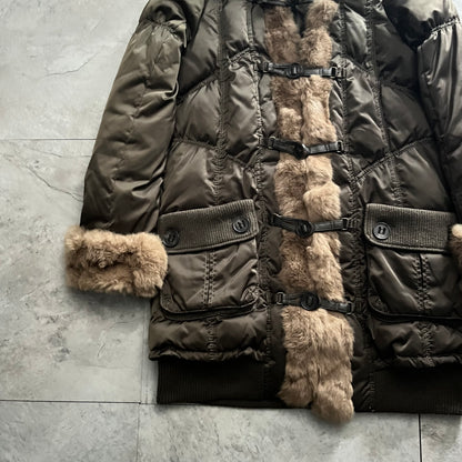Vintage Green Faux Fur Jacket Size 02