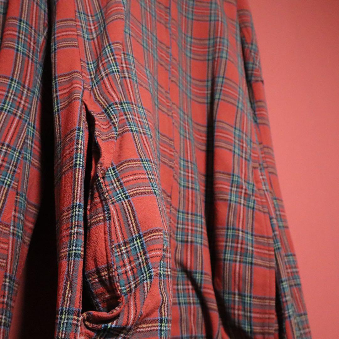 Yohji Yamamoto Red 90s Tartan Check Patch Coat Size FREE