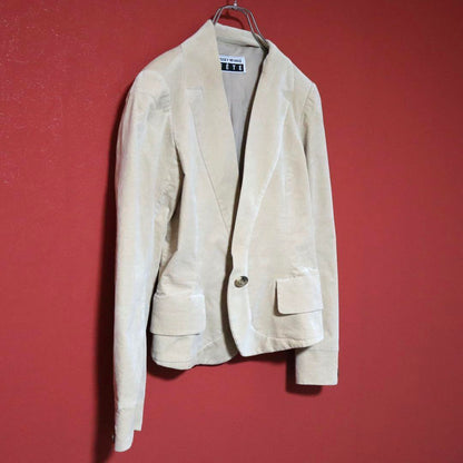 Issey Miyake Beige Cashmere Blend Collarless Jacket Size 2