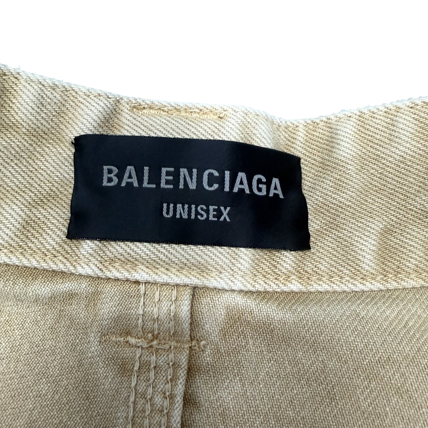 BALENCIAGA Washed Beige Double Knee Baggy Pants Size XS