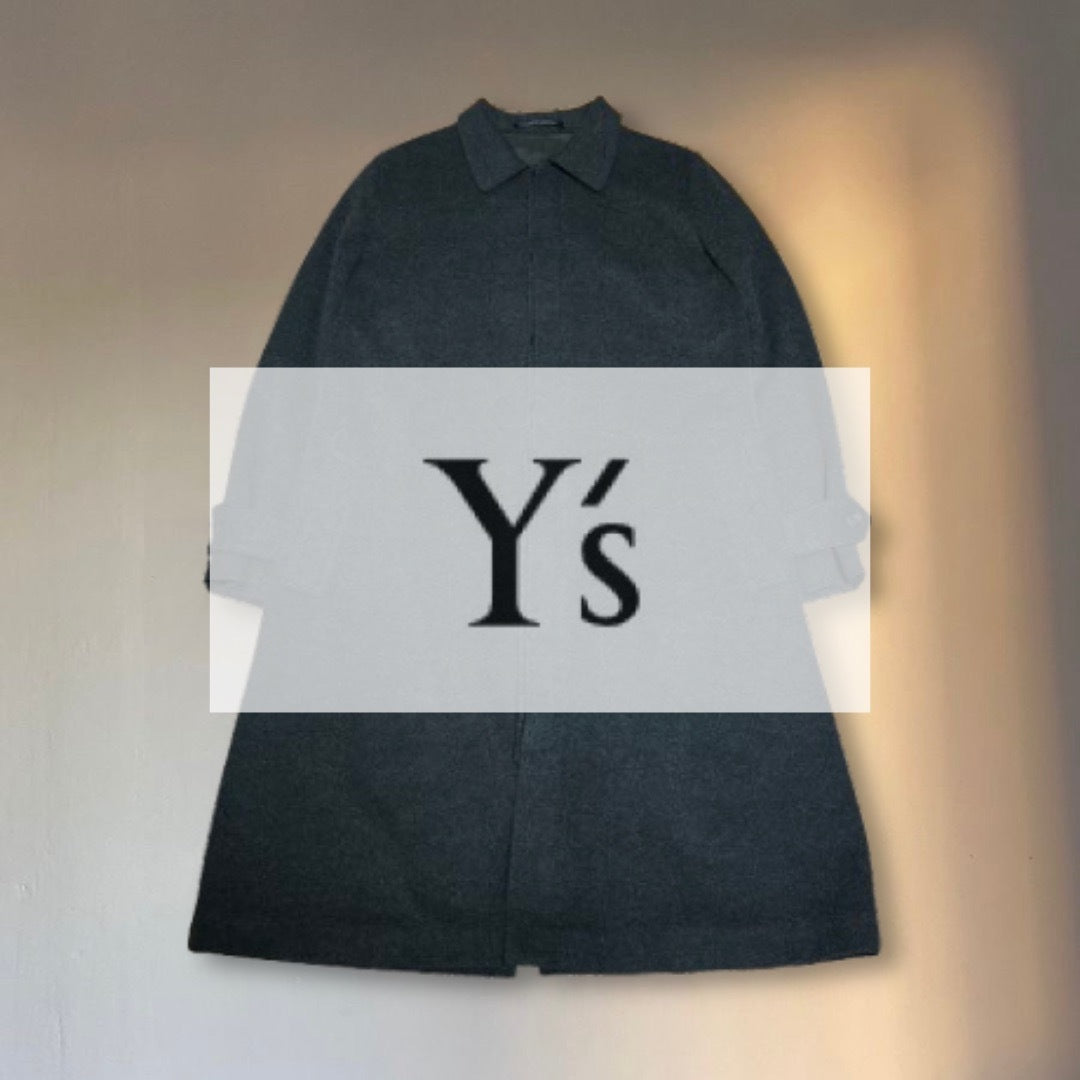 Y's Dark Gray Cashmere Blend Wool Long Coat