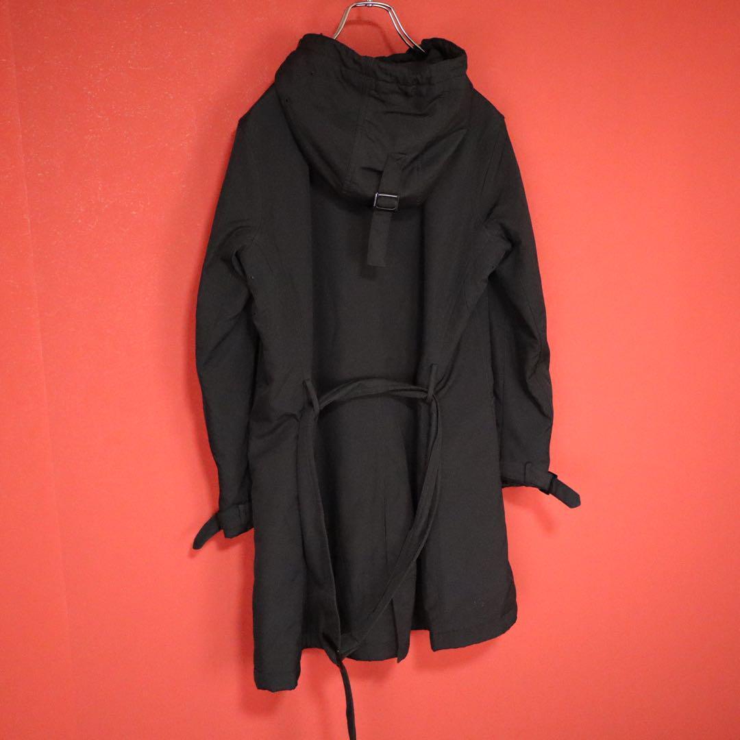 ARMANI JEANS Black Belted Hooded Padded Coat Size S