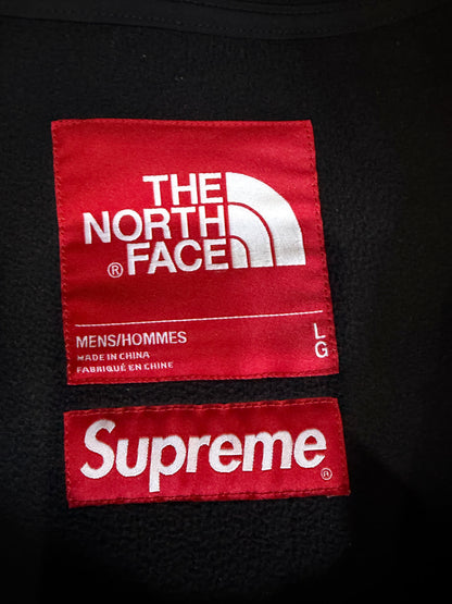 Supreme TNF Bleached Denim Fleece Jacket Black Size L