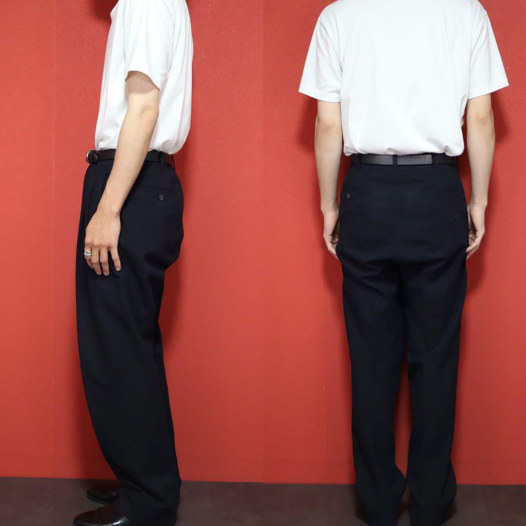 Issey Miyake Two-Pleat Wool Wide Slacks Blue Size 77