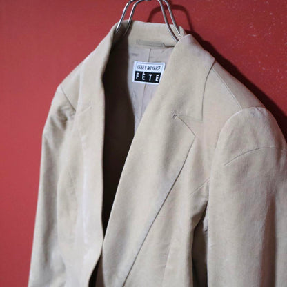 Issey Miyake Beige Cashmere Blend Collarless Jacket Size 2