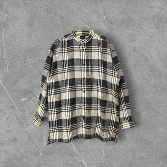 ISSEY MIYAKE 90s Cotton Check Band Collar Shirt Size L