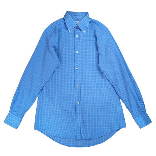 HERMES Sellier Check Button Down Cotton Shirt Size 39/15 1/2
