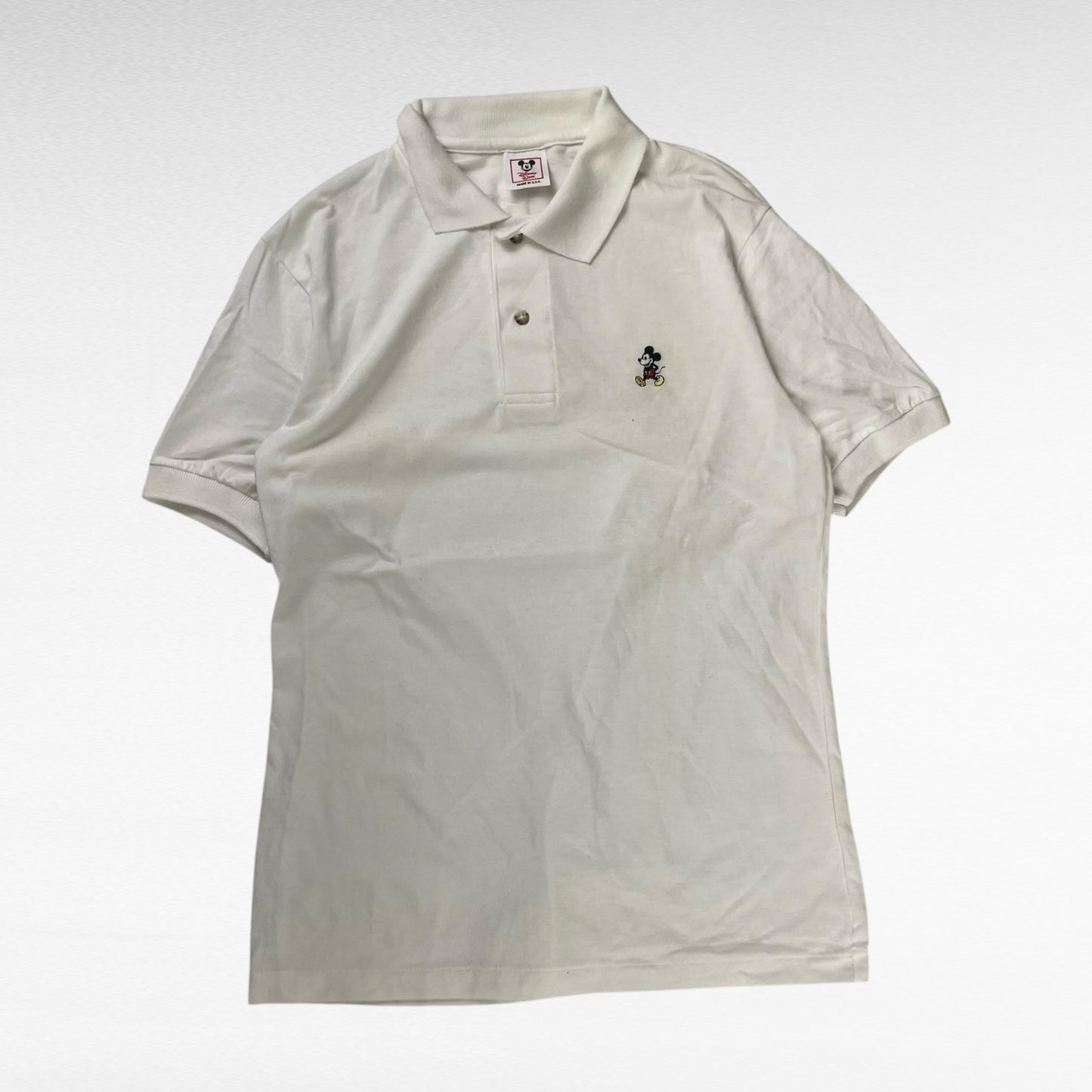 Disney 90s Short Sleeve Polo Shirt White Size M