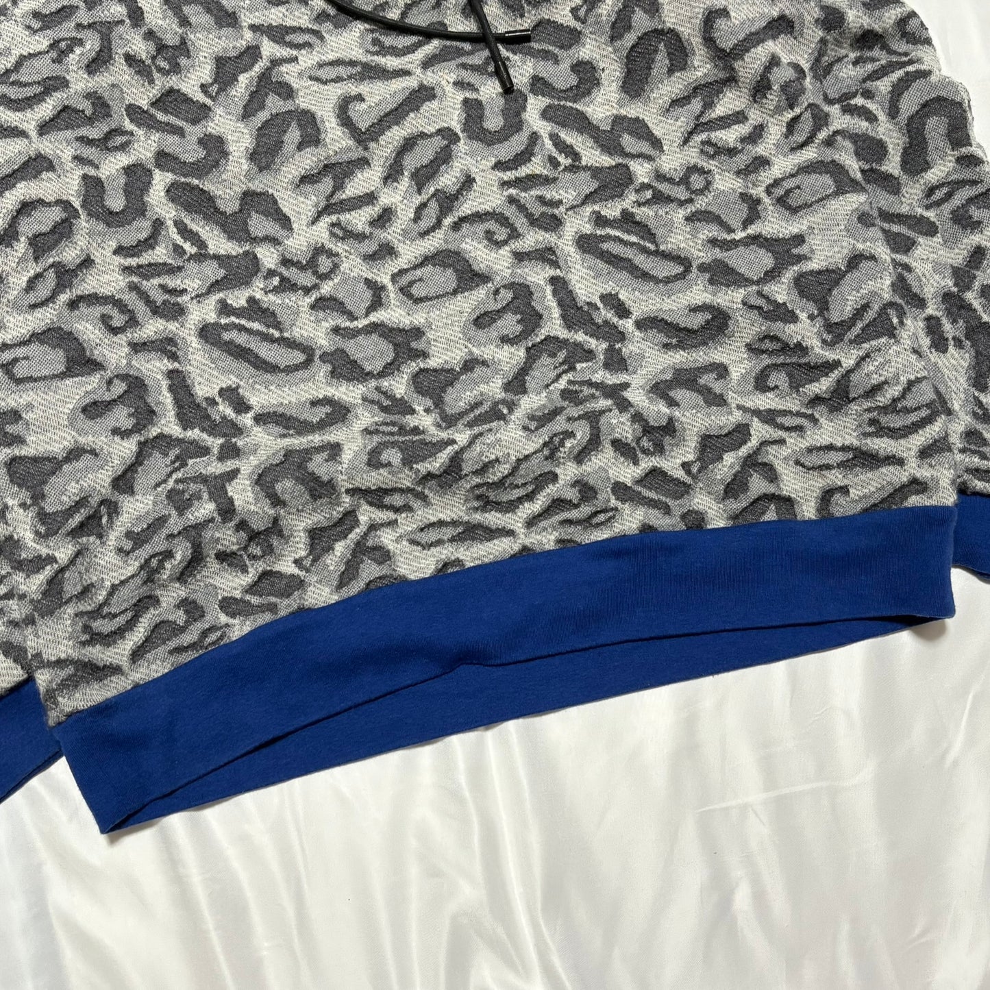 FACTOTUM Gray Wool Leopard Print Pullover Hoodie Size 44