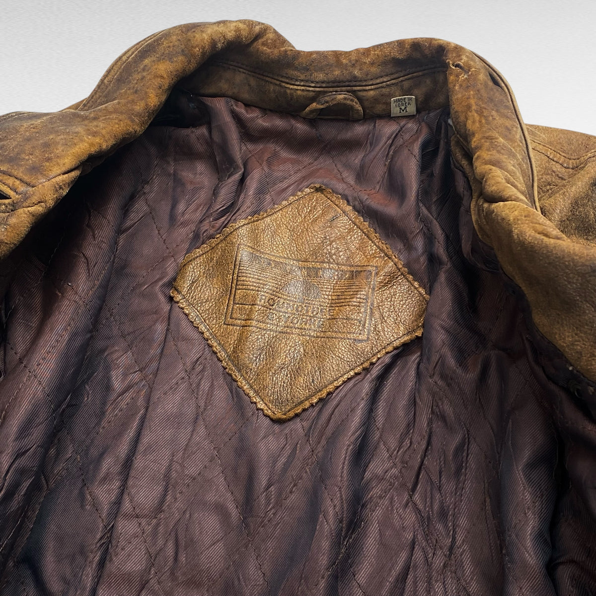 ROUNDTREE 90s Leather Jacket Brown Size M