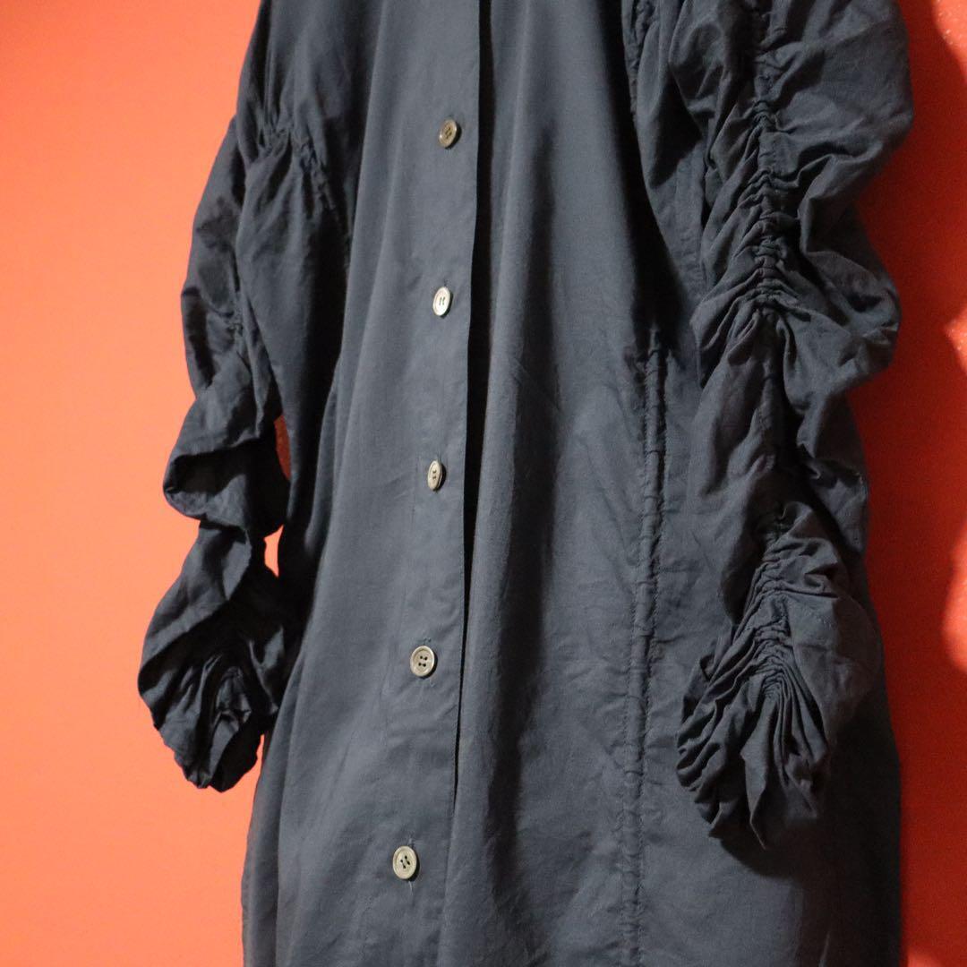 Issey Miyake Blue Asymmetric Cotton Shirt Coat Size 2
