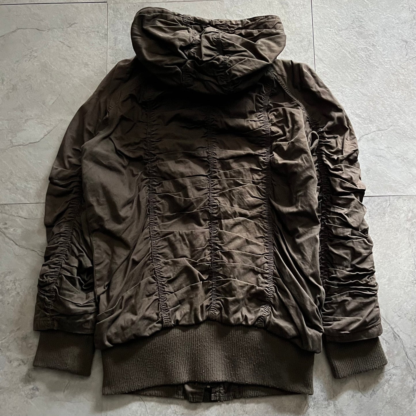 Vintage Y2K Brown Shirring Cotton Jacket Size S