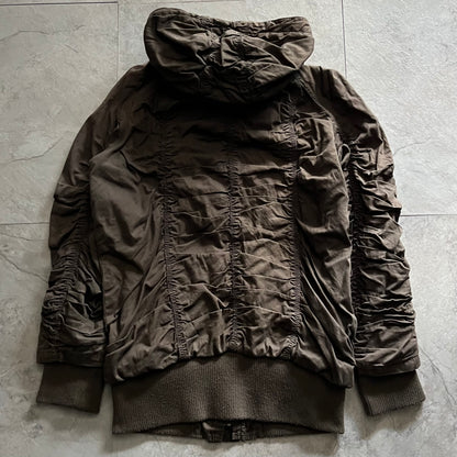 Vintage Y2K Brown Shirring Cotton Jacket Size S