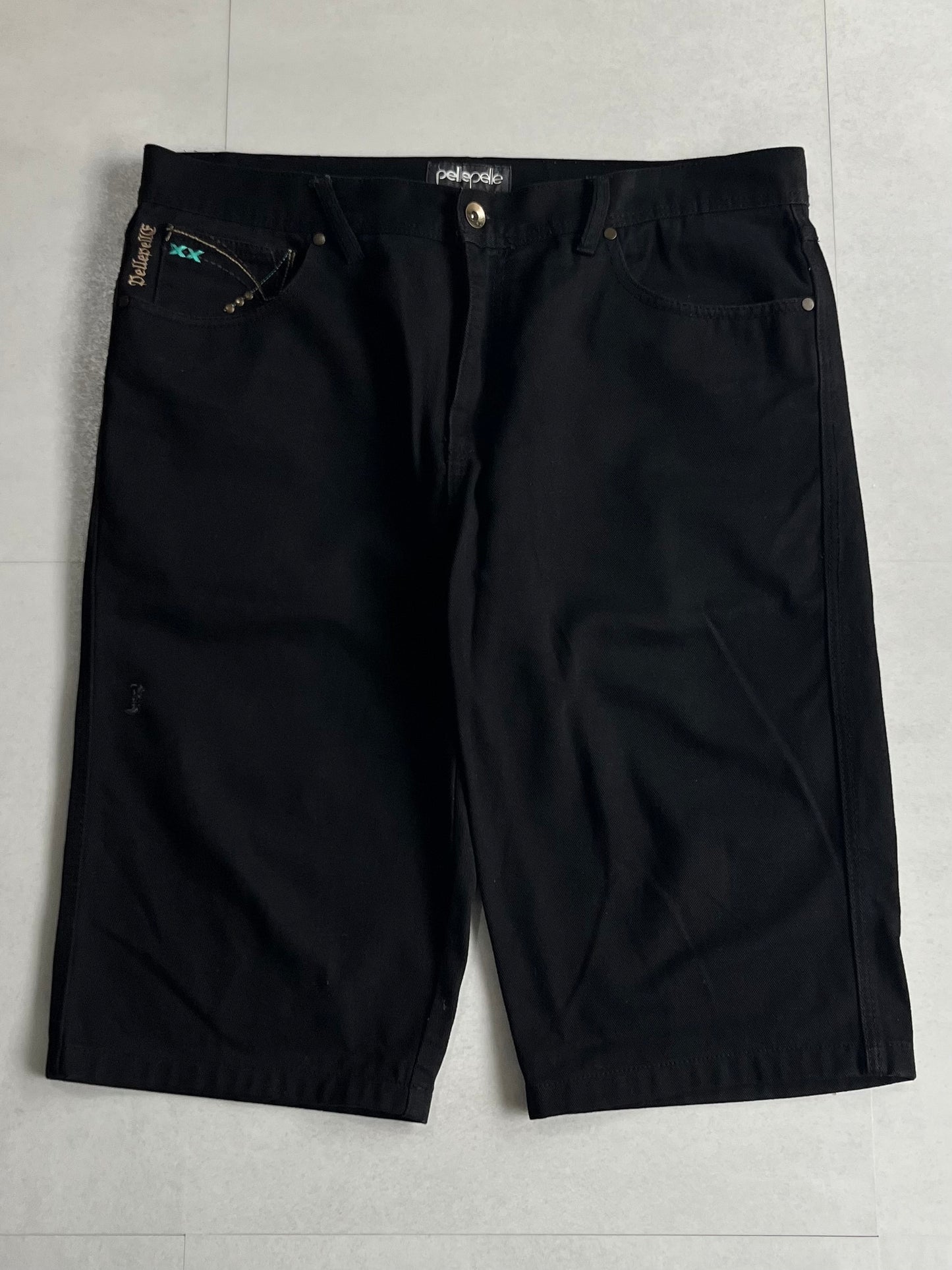 Pelle Pelle Black Denim Shorts Size W38