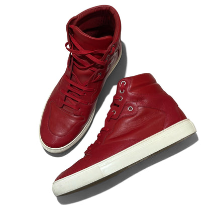 Balenciaga Panelled Leather High Red Size 43