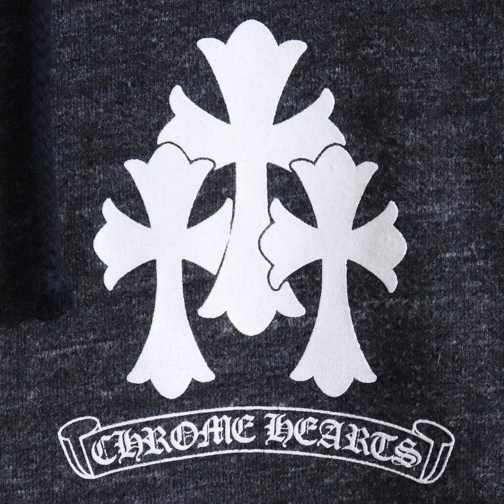 CHROME HEARTS Old Cemetery Cross Dagger Hoodie Gray Size S