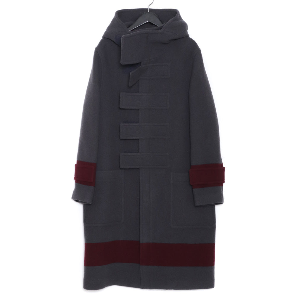 BURBERRY Striped Wool Duffle Coat Gray Size 48