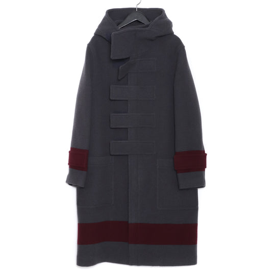BURBERRY Striped Wool Duffle Coat Gray Size 48