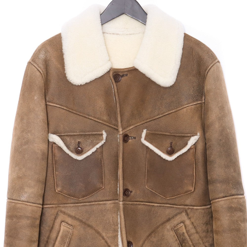 ISAMUKATAYAMA BACKLASH Mouton Leather Jacket Brown Size M