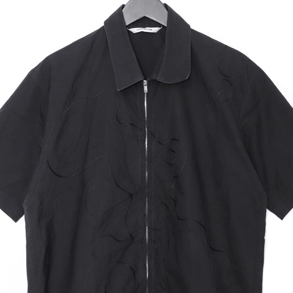 CORNERSTONE Short Sleeve Zip Button-Up Shirt Size 46
