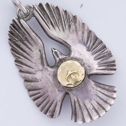 GORO'S K18 Gold Metal Eagle Pendant Silver Size F