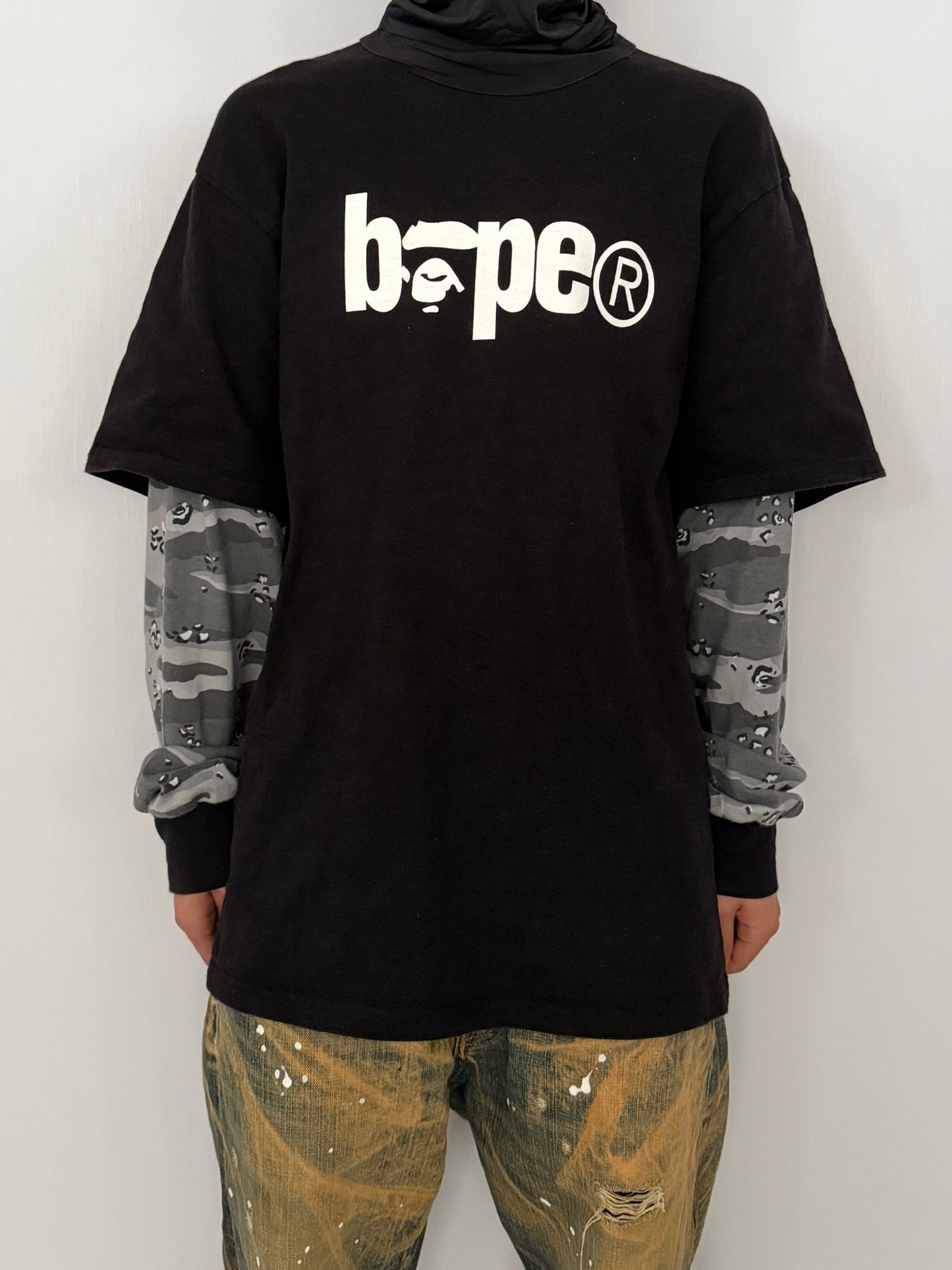 Bape Multi Camo Layered Long Sleeve Shirt Size XL