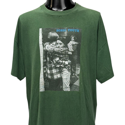 SONIC YOUTH 90s "DANCING KIDS" Green Vintage T-Shirt Size XL