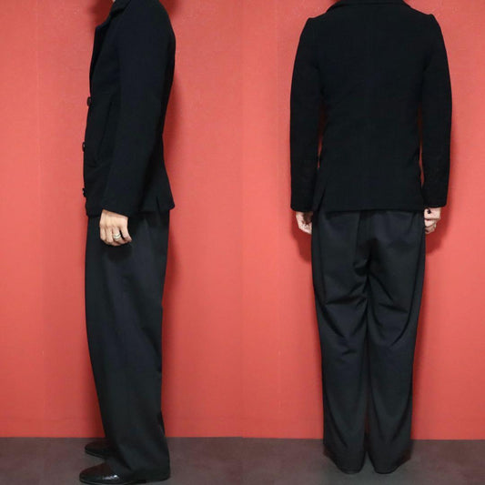 Y's 14AW Cable Knit Docking Melton Wool Peacoat Size 1