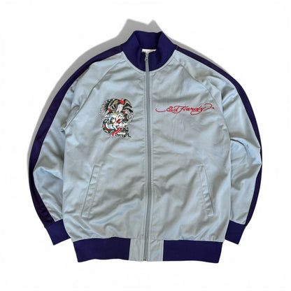 Vintage ED HARDY Blue Rhinestone Track Jacket Size M