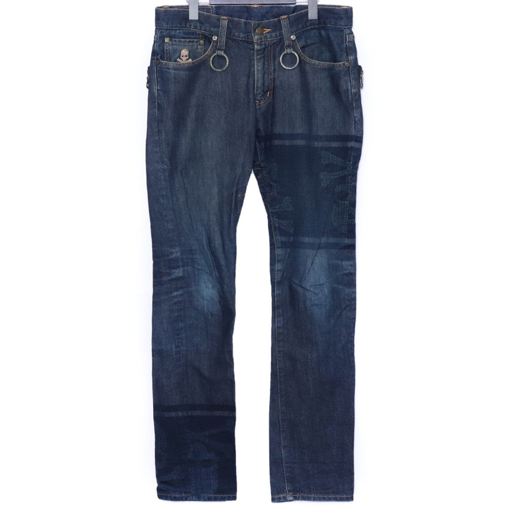 MASTERMIND JAPAN Timeless Jacquard Skull Denim Blue Size S