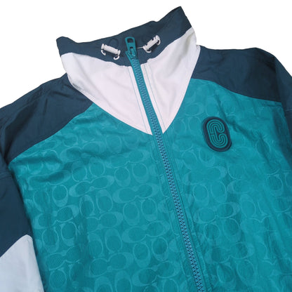 COACH Signature Logo Color Block Track Jacket Green Size S