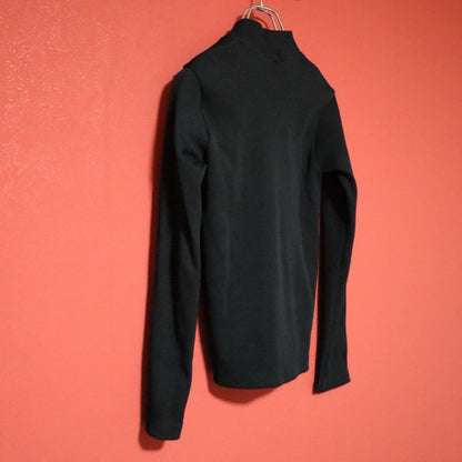 COMME des GARCONS 80s Black Rib Knit Mock Long Top Size FREE