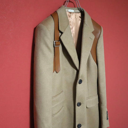 Alexander McQUEEN Leather Trim Camel Hair Long Coat Size 48