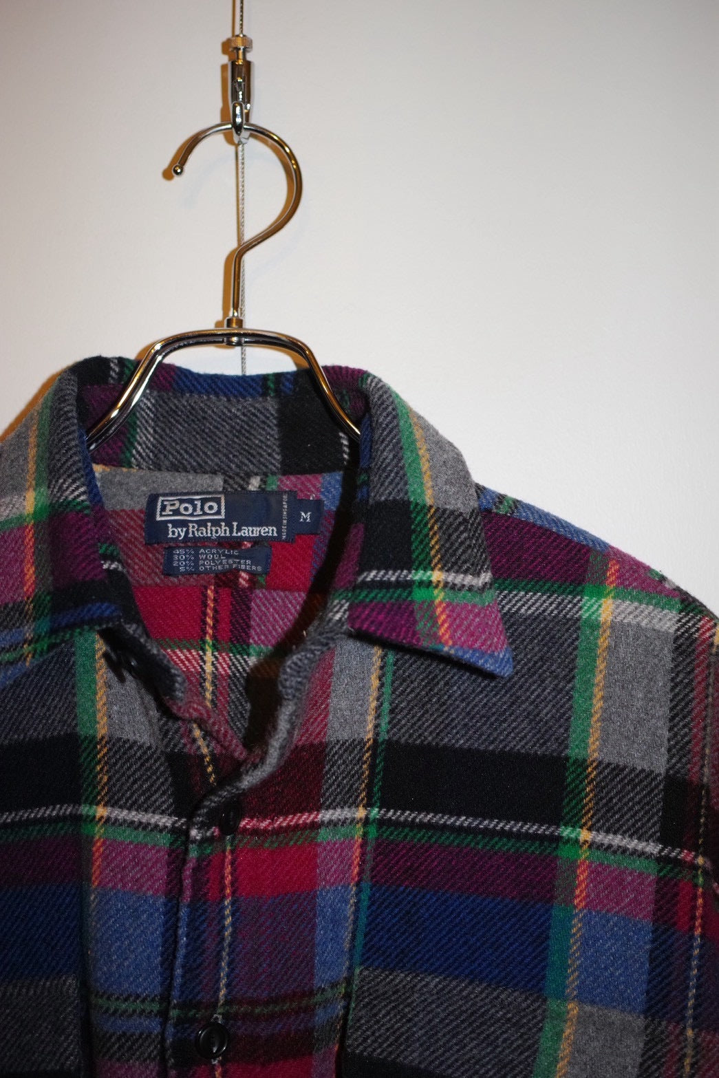 Polo Ralph Lauren 90s Wool Blend Plaid Shirt Size M